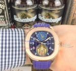 Perfect Replica Patek Philippe Nautilus Rose Gold Purple Mens Watches